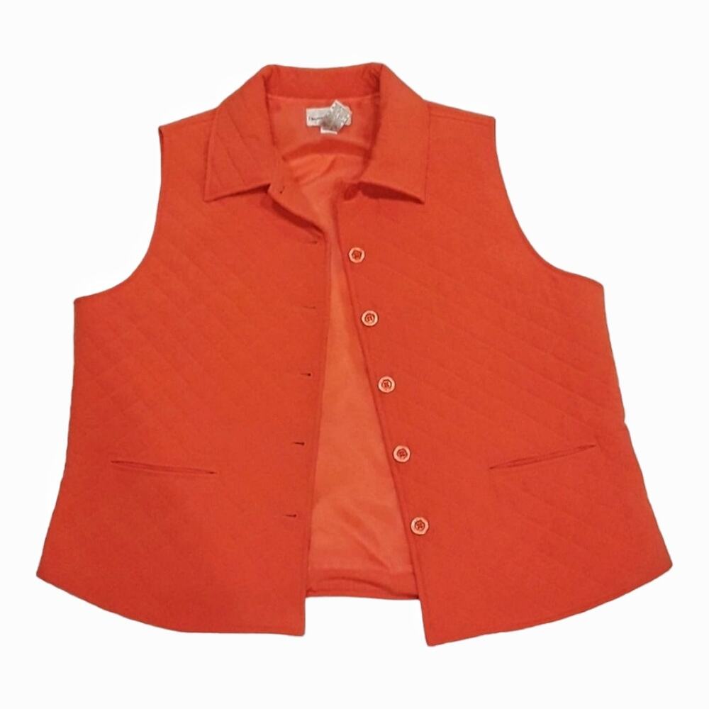Drapers & Damons Quilted Coral Pink Vest Size XLP Bright Cozy Fall Outdoors Warm